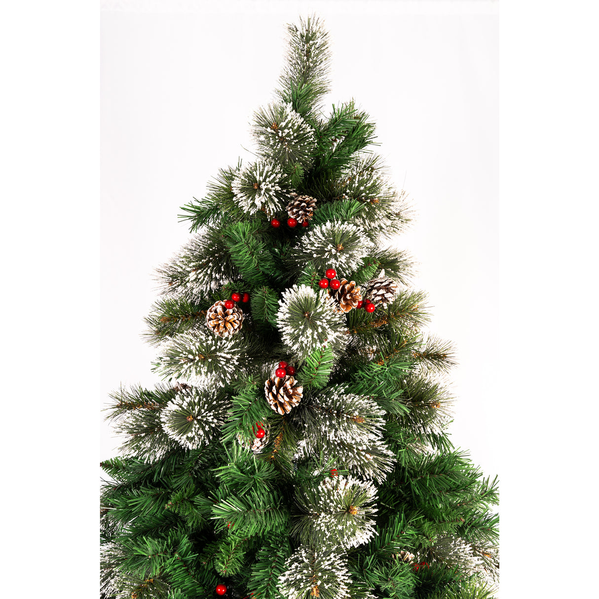 Árbol de Navidad Punta Nieve Piña Verde y Blanco Nieve 120x210cm de Piso