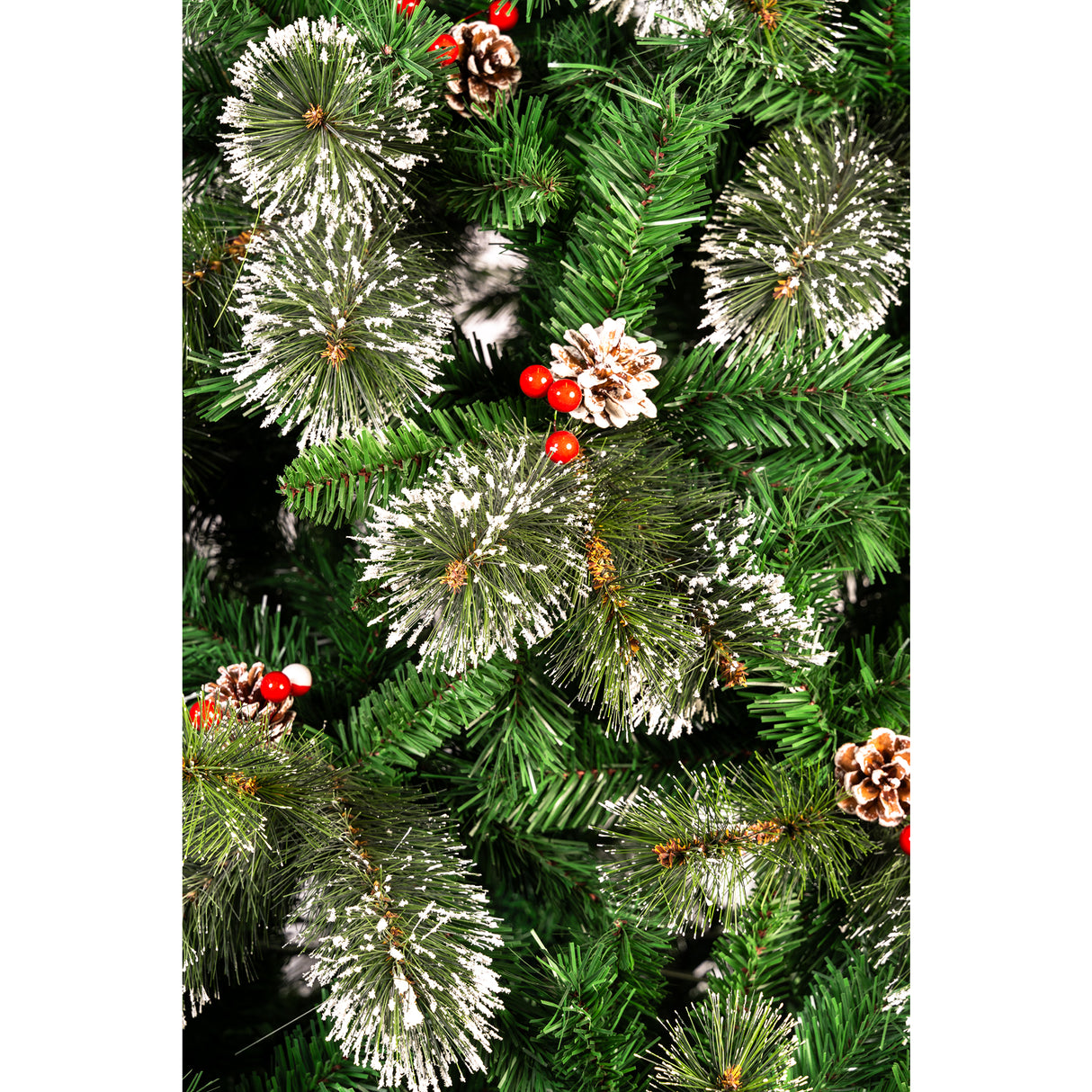 Árbol de Navidad Punta Nieve Piña Verde y Blanco Nieve 135x240cm de Piso