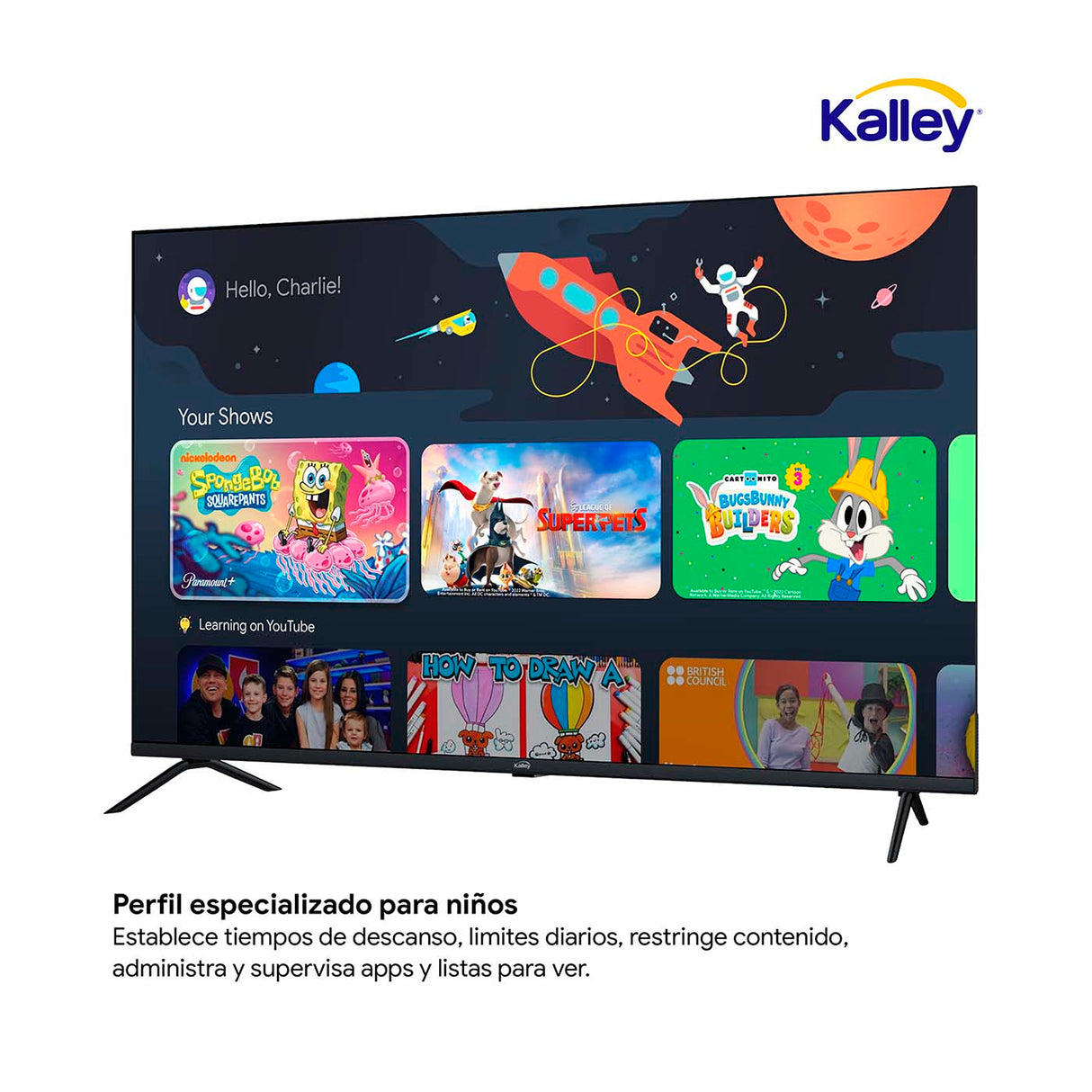Televisor Kalley Google TV LED Negro 4K 2160P 111.1x71.07cm de 50" Pulgadas Smart con Wifi y Bluetooth