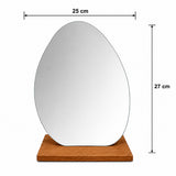 Espejo de Tocador 25x27cm Asimetrico con Base de Madera Color Caoba