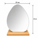 Espejo de Tocador 37x43cm Asimetrico con Base de Madera Color Natural