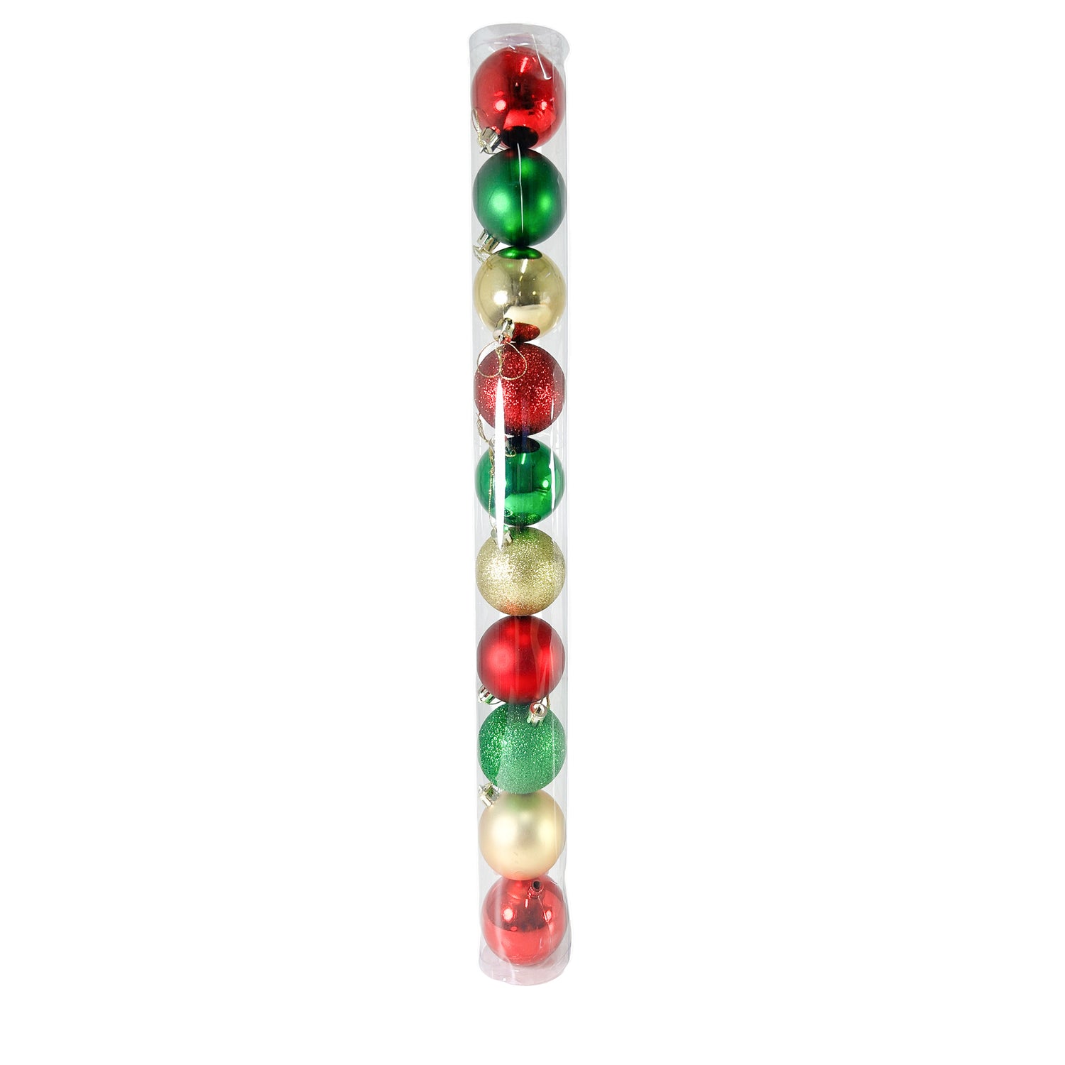 Tubo X 10 Bolas Navideñas Combinada Multicolor 6x6cm con Acabado Mixto Reutilizable