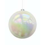 Bola Navideña Perlada Blanco Aurora Boreal 25x25cm con Acabado Brillante Reutilizable