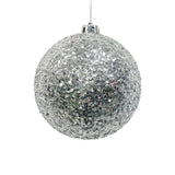 Bola Navideña Lentejuela Plata 20x20cm con Acabado Brillante Reutilizable