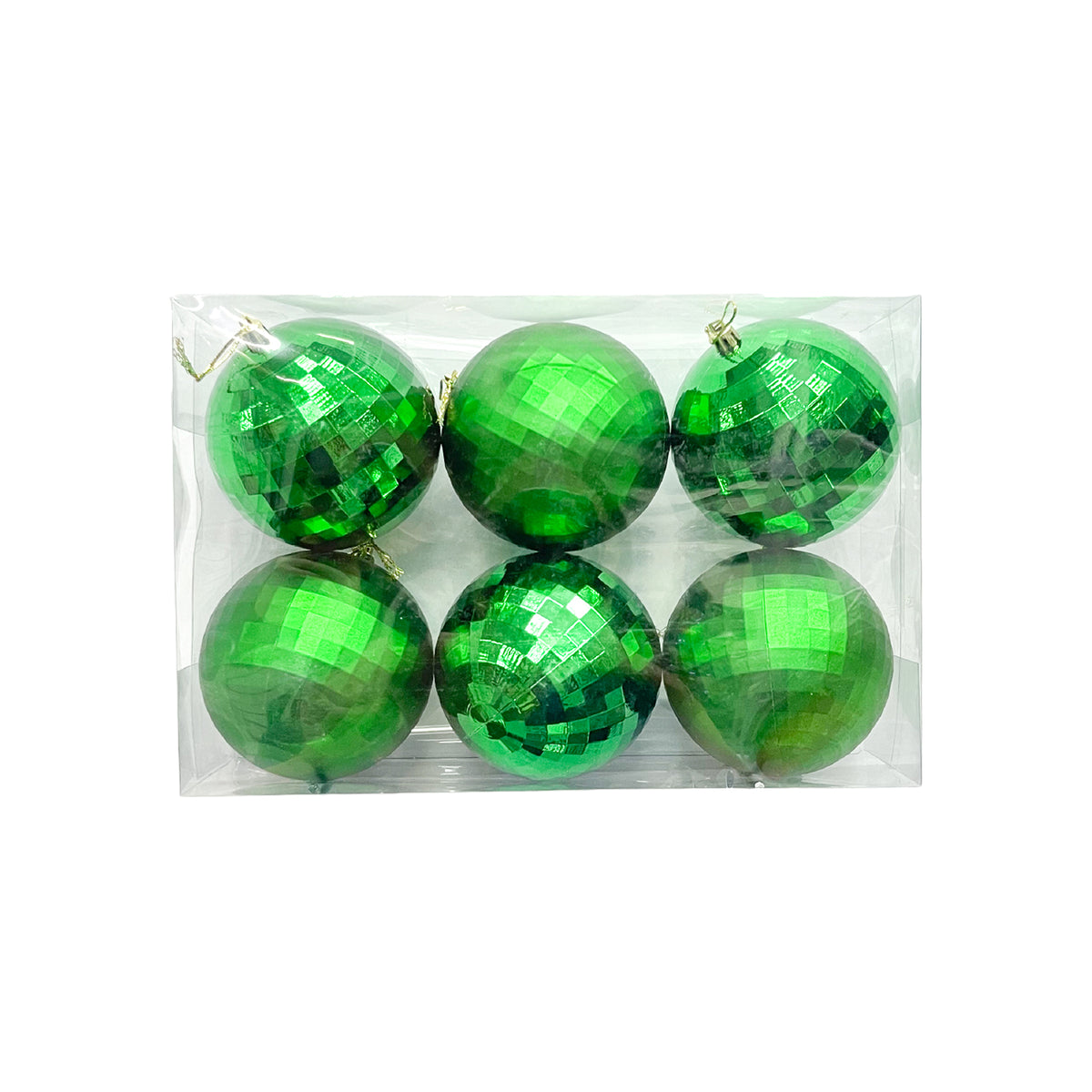 Bola Navideña X 6 Unidades Efecto Espejo Verde 10x10cm con Acabado Brillante Reutilizable