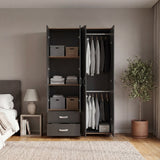 Closet Ankora Fresno Europeo y Wengue 120x200cm con Cuatro Puertas y Dos Cajones