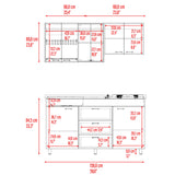 Cocina Lumina Blanco Positano 150x210cm con Mesón de Acero Inoxidable Lado Izquierda y con Estufa