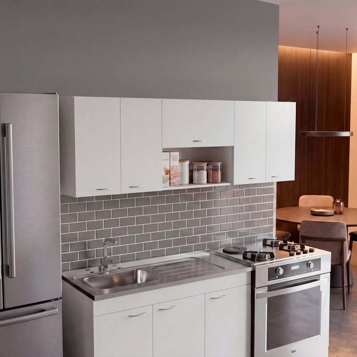 Mueble Superior de Cocina Oceana Blanco 180x60cm con Cinco Puertas