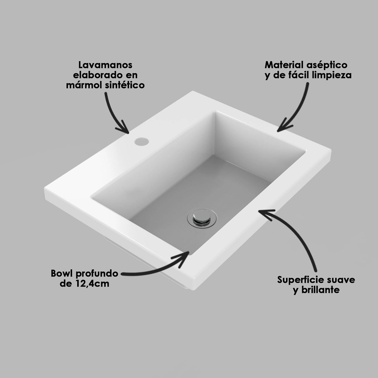 Kit Mueble con Lavamanos Oslo Nardo y Blanco 61.8x47.4cm Individual con Dos Cajones
