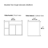 Kit Mueble con Lavamanos Oslo Soder Mali y Blanco 61.8x47.4cm Individual con Dos Cajones