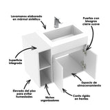 Kit Mueble con Lavamanos Oslo Blanco 61.8x47.4cm Individual con Dos Cajones