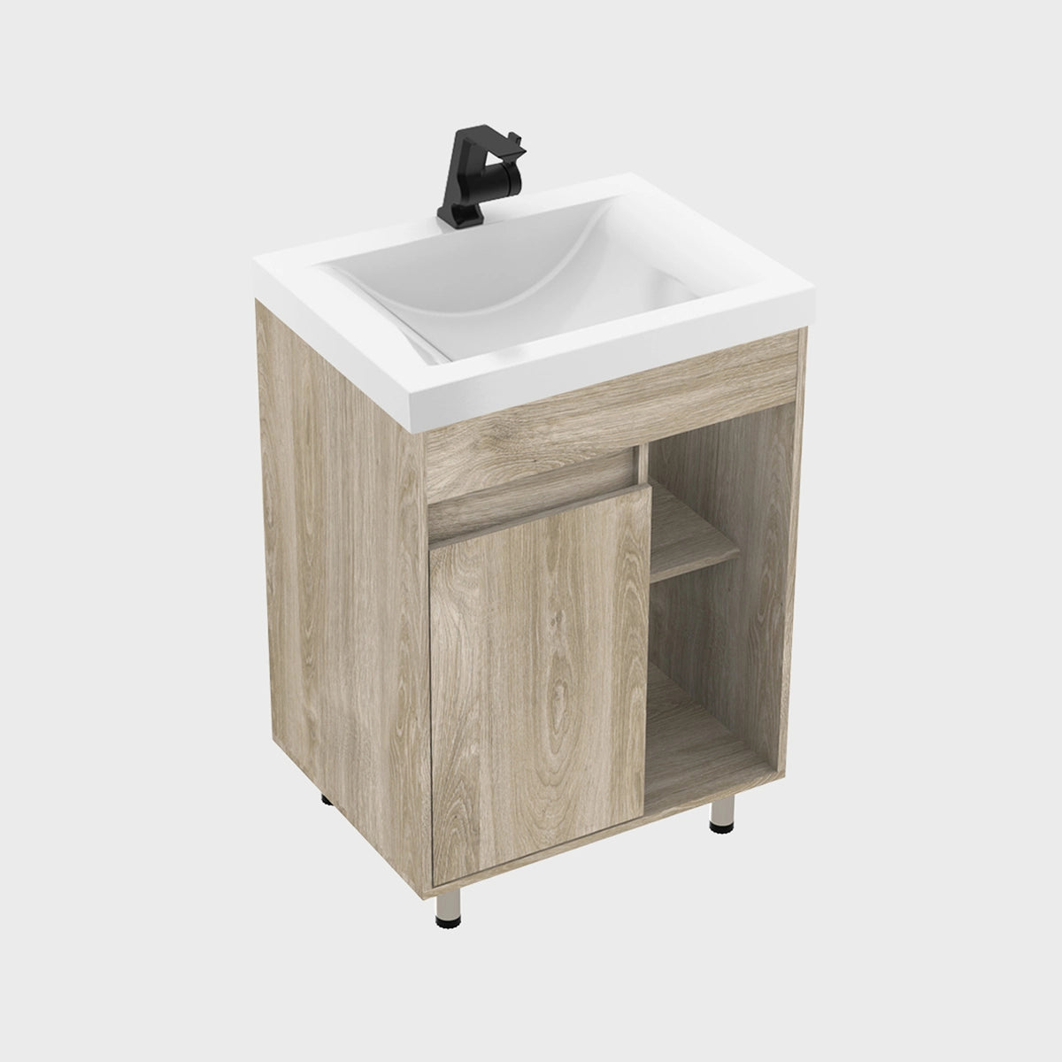 Kit Mueble con Lavamanos Siena Nardo y Blanco 61.8x47.4cm Individual con Dos Cajones