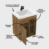 Kit Mueble con Lavamanos Siena Gracia Sikuani y Blanco 61.8x47.4cm Individual con Dos Cajones