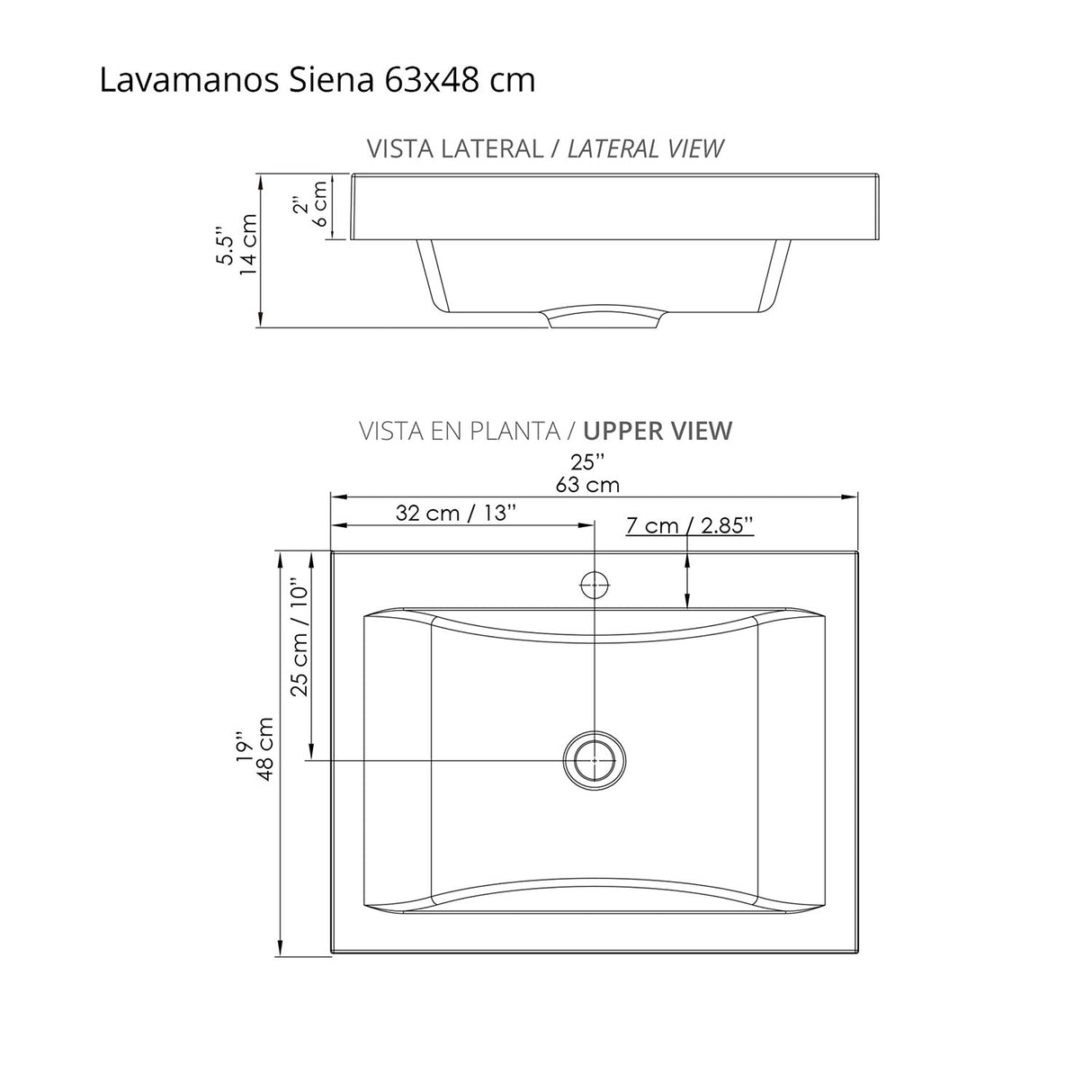 Kit Mueble con Lavamanos Siena Gracia Sikuani y Blanco 61.8x47.4cm Individual con Dos Cajones
