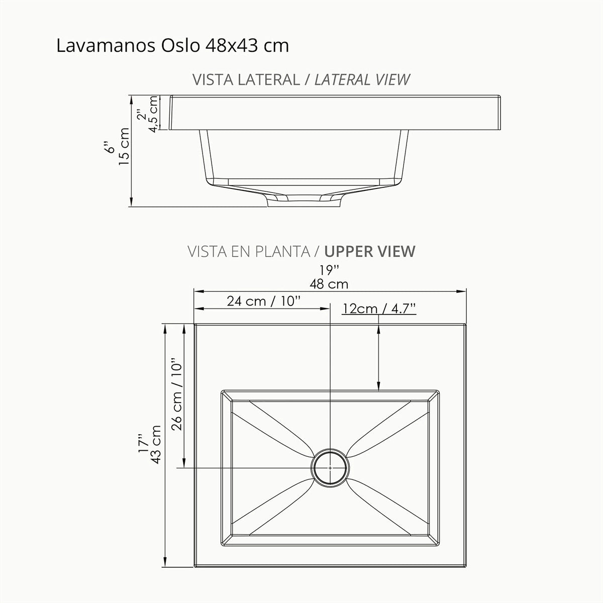 Kit Mueble con Lavamanos Oslo Gracia Sikuani y Blanco 46.8x42.4cm Individual