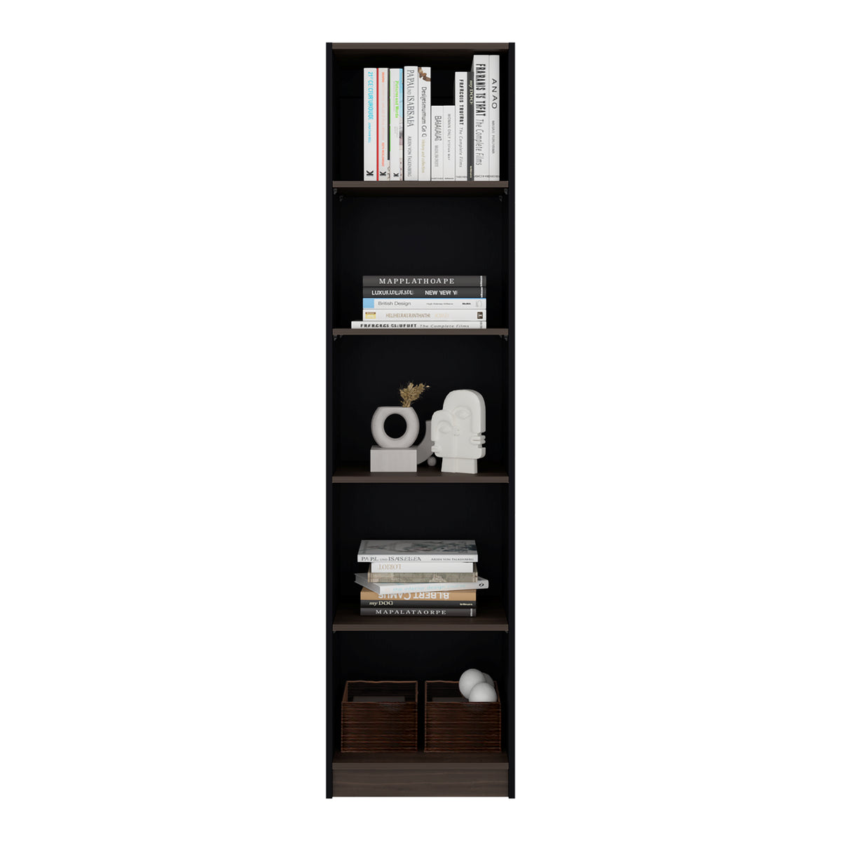 Estante Home E2 Wengue y Milan 45x180.6cm Rectangular con Cinco Compartimientos y con Cuatro Entrepaños