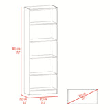 Estante Home E3 Wengue y Milan 62.8x180.6cm Rectangular con Cinco Compartimientos y con Cuatro Entrepaños