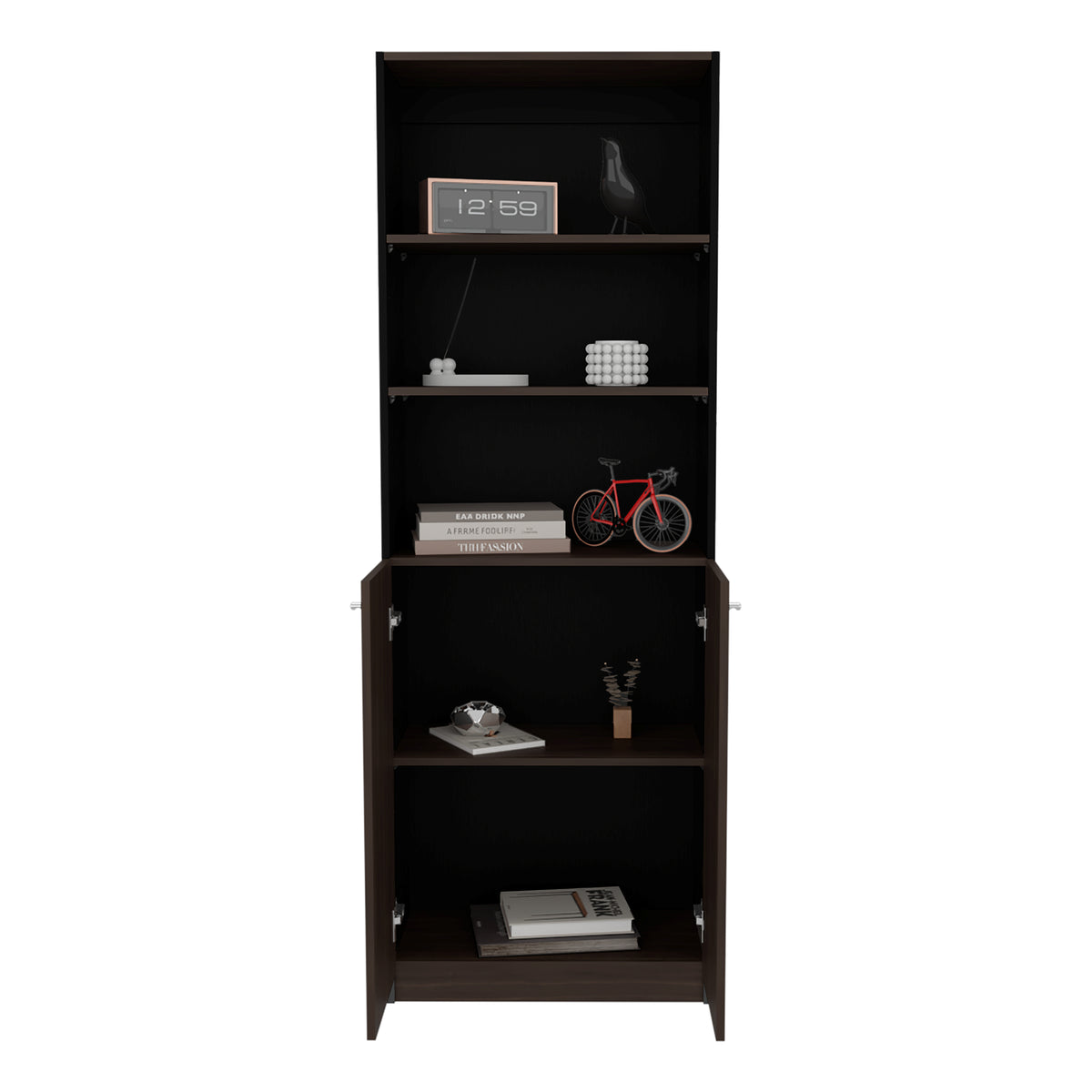 Estante Home E4 Wengue y Milan 62.8x180.6cm Rectangular con Tres Compartimientos y con Tres Entrepaños