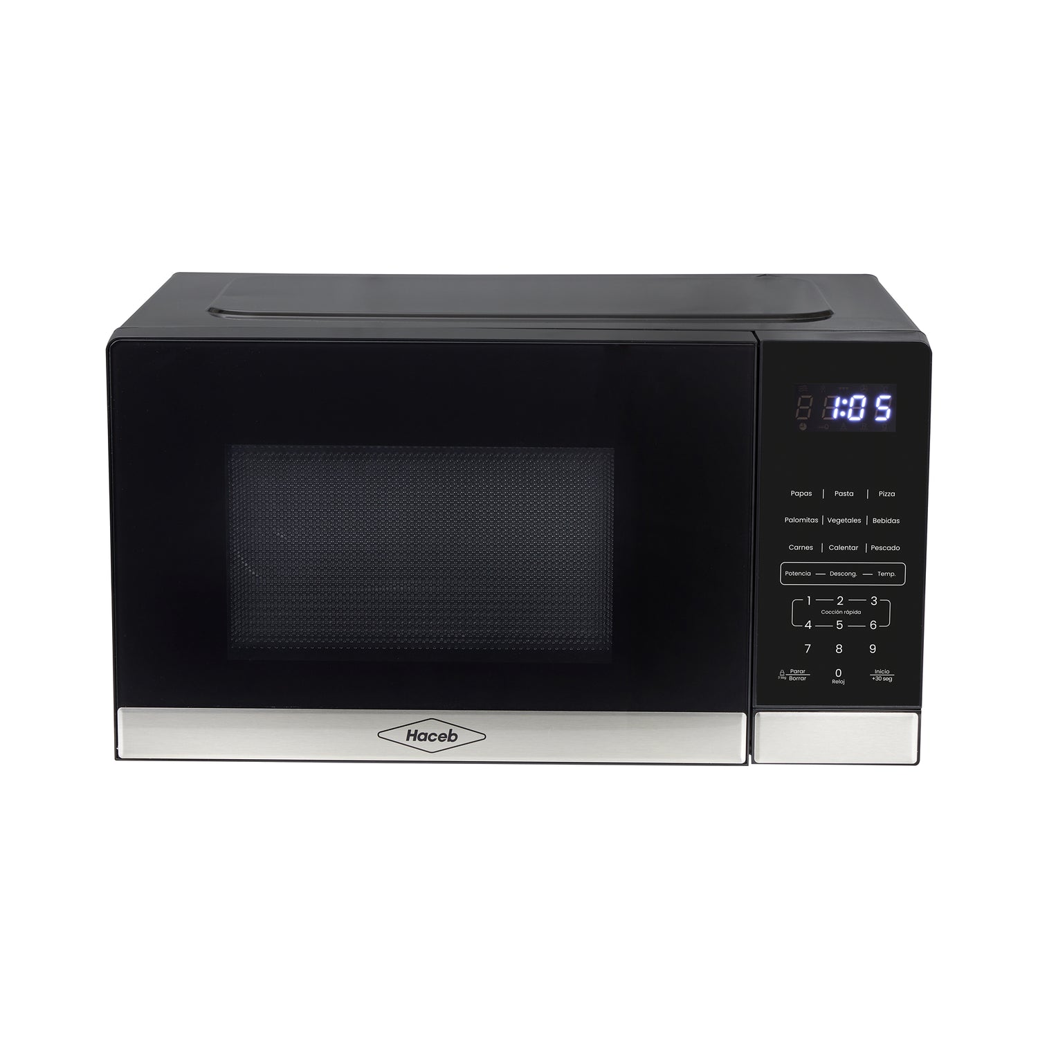 Horno Microondas Haceb Tipo Push Negro 46x26cm de 20 Litros 120 Voltios con Ocho Funciones Preconfiguradas