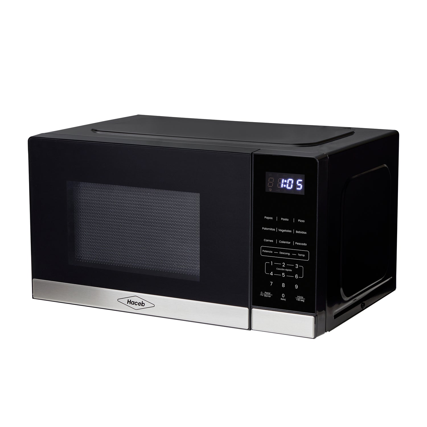 Horno Microondas Haceb Tipo Push Negro 46x26cm de 20 Litros 120 Voltios con Ocho Funciones Preconfiguradas