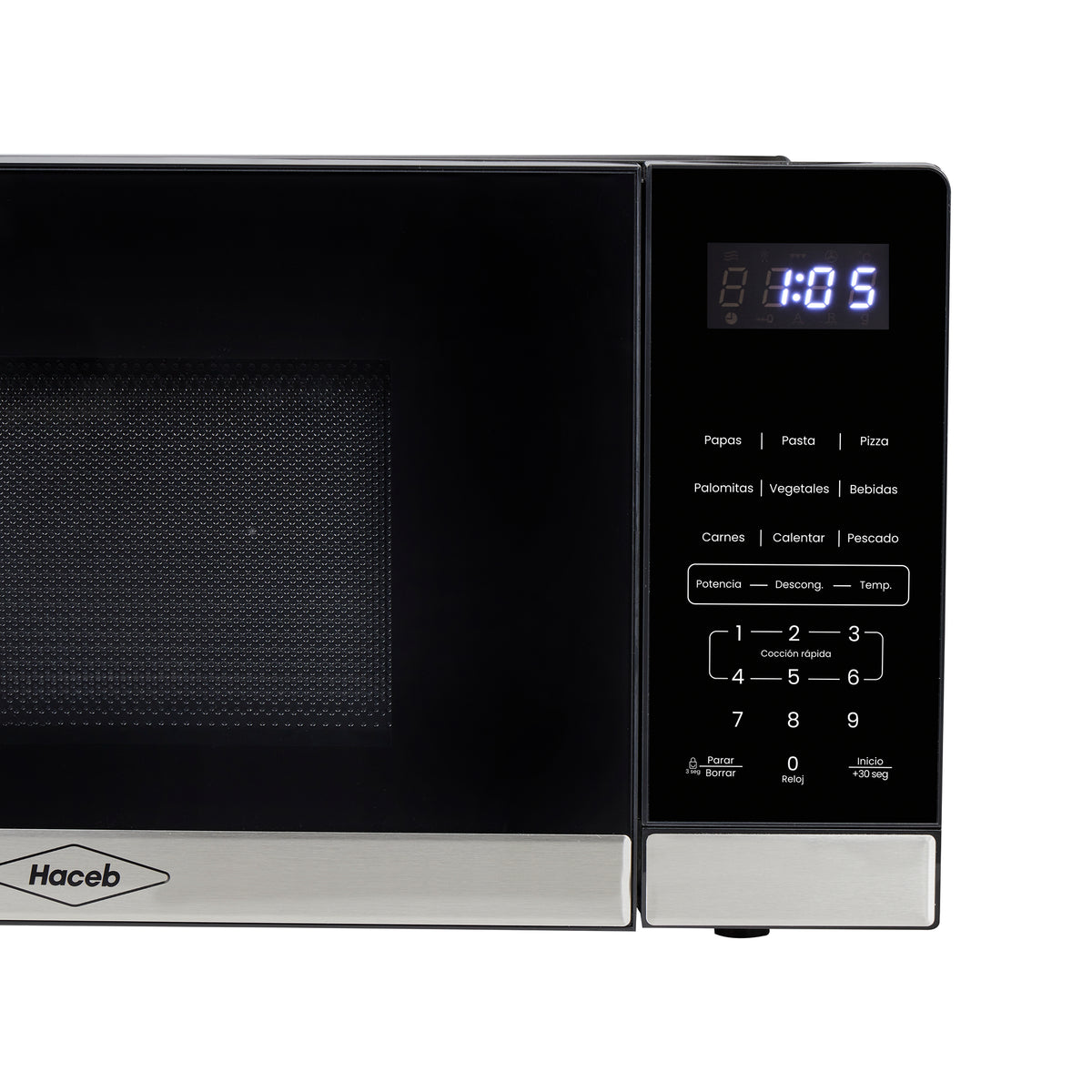 Horno Microondas Haceb Tipo Push Negro 46x26cm de 20 Litros 120 Voltios con Ocho Funciones Preconfiguradas