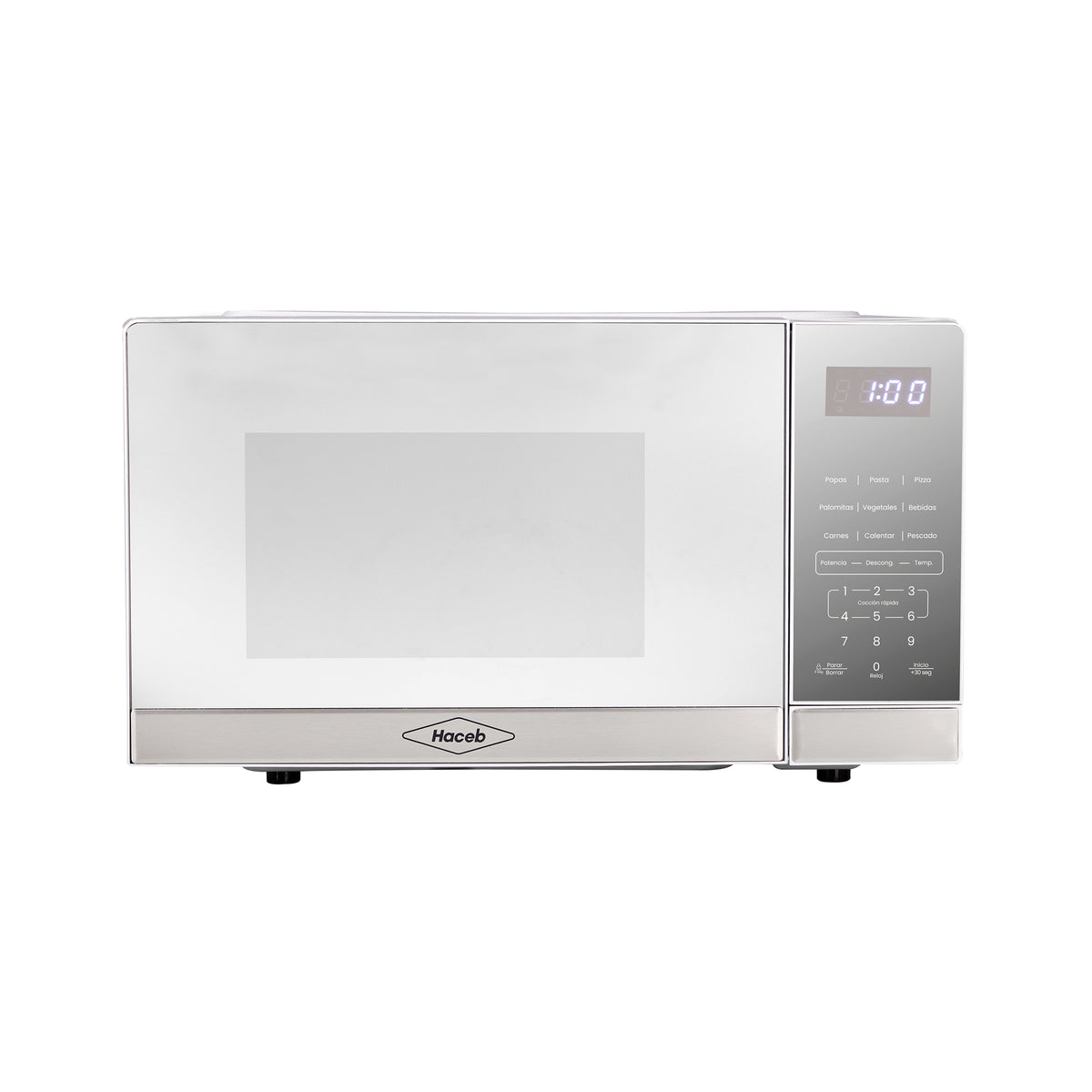 Horno Microondas Haceb Tipo Push Inox 46x26cm de 20 Litros 120 Voltios con Ocho Funciones Preconfiguradas
