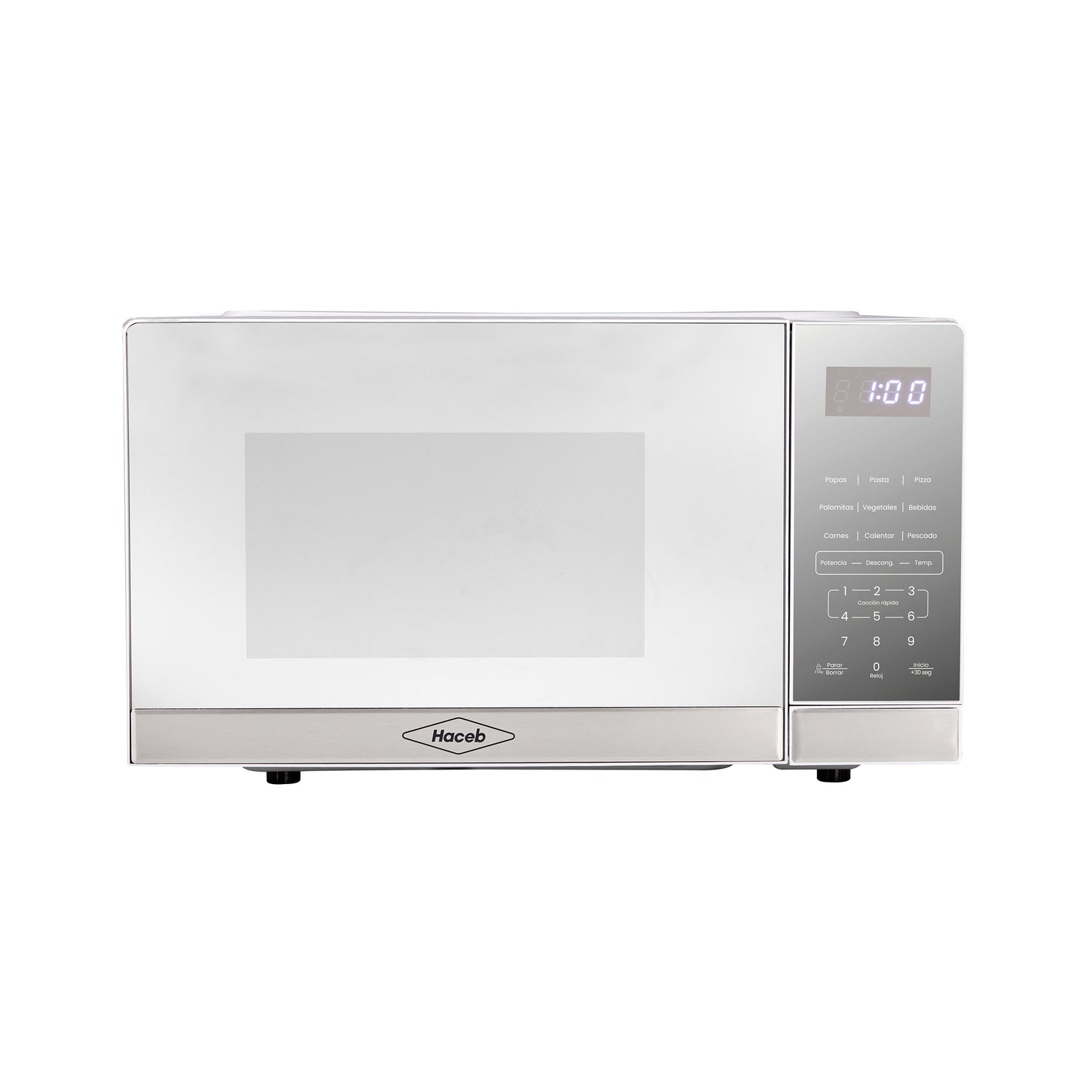 Horno Microondas Haceb Tipo Push Inox 46x26cm de 20 Litros 120 Voltios con Ocho Funciones Preconfiguradas