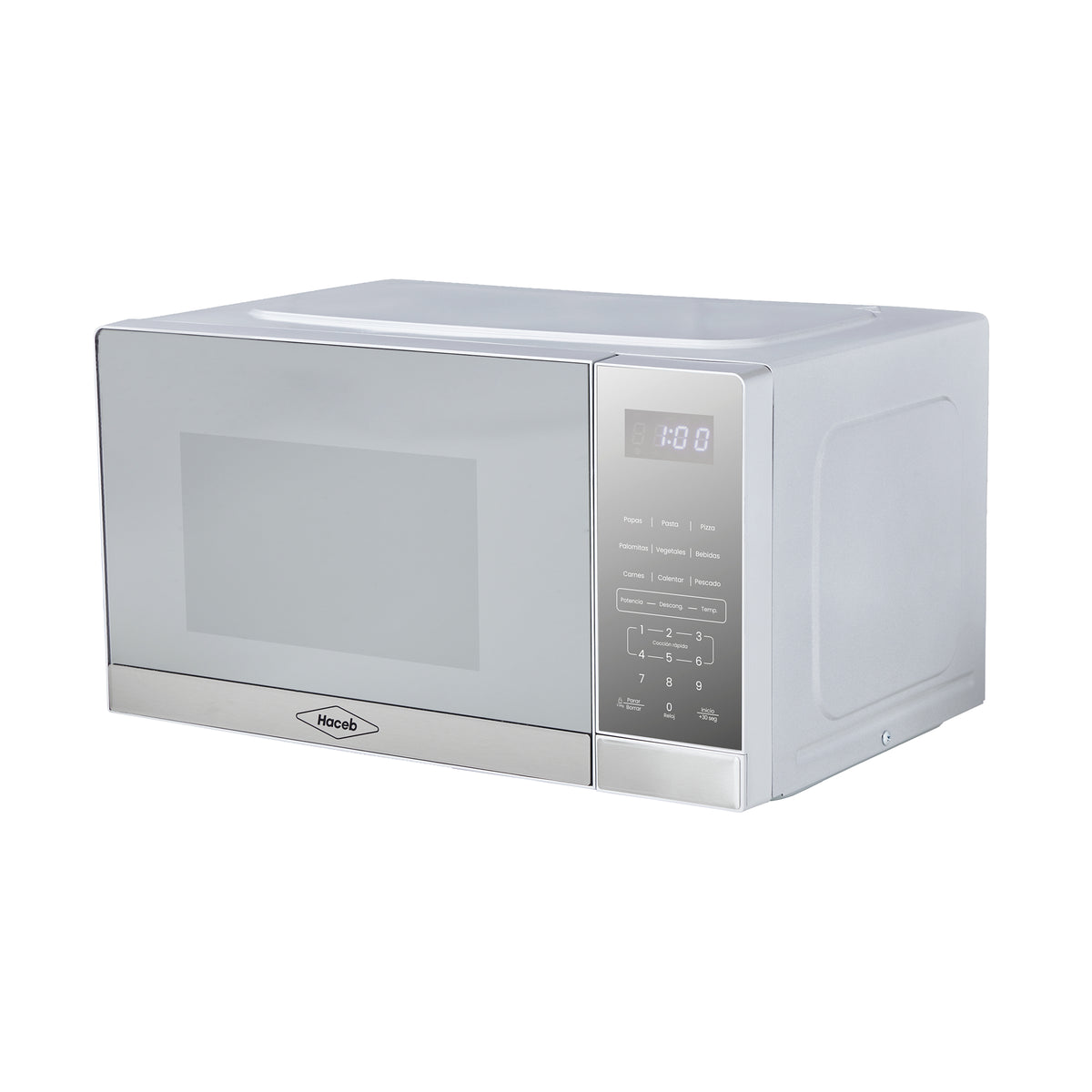 Horno Microondas Haceb Tipo Push Inox 46x26cm de 20 Litros 120 Voltios con Ocho Funciones Preconfiguradas