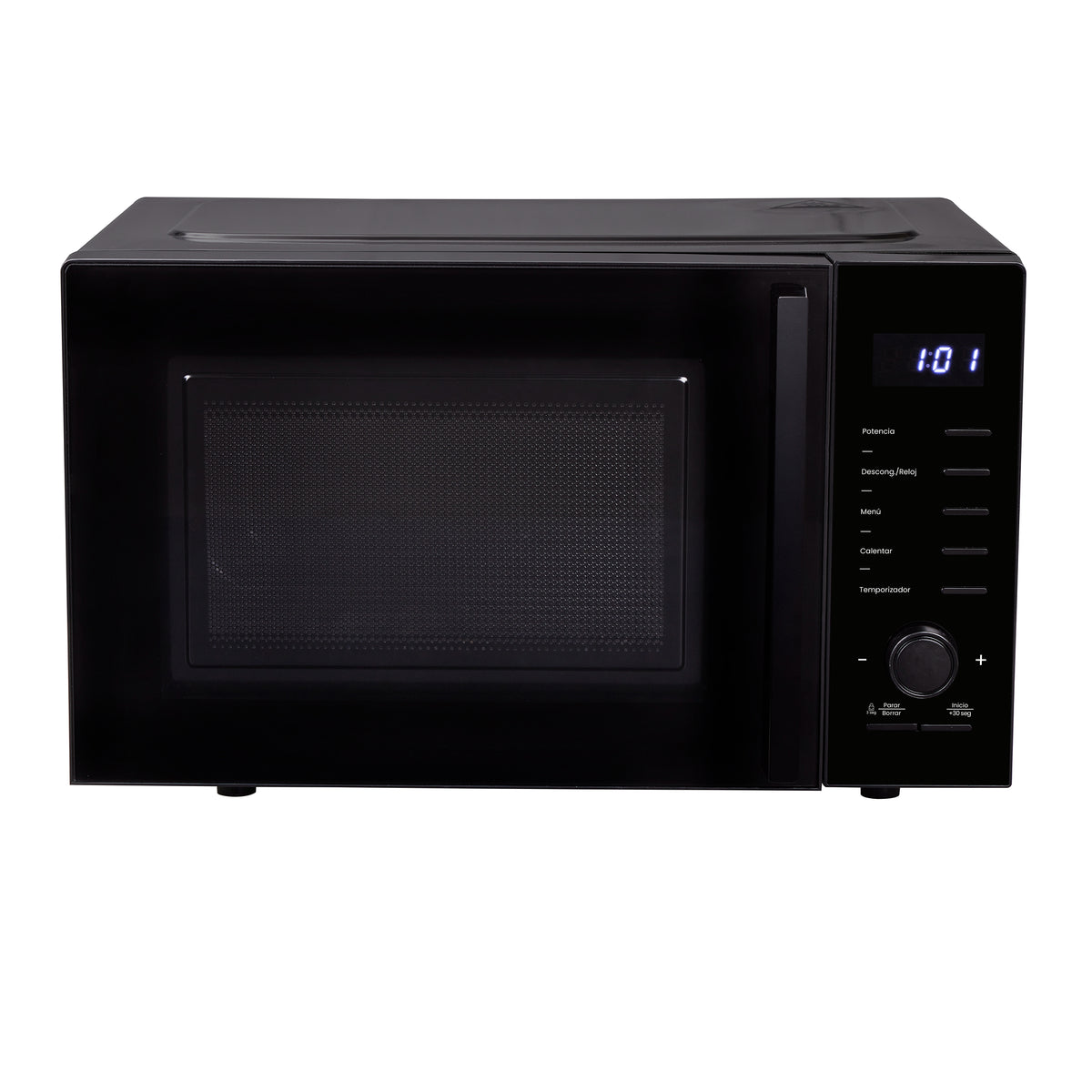 Horno Microondas Haceb de Perilla Negro 54x29cm de 25 Litros 120 Voltios con Ocho Funciones Preconfiguradas