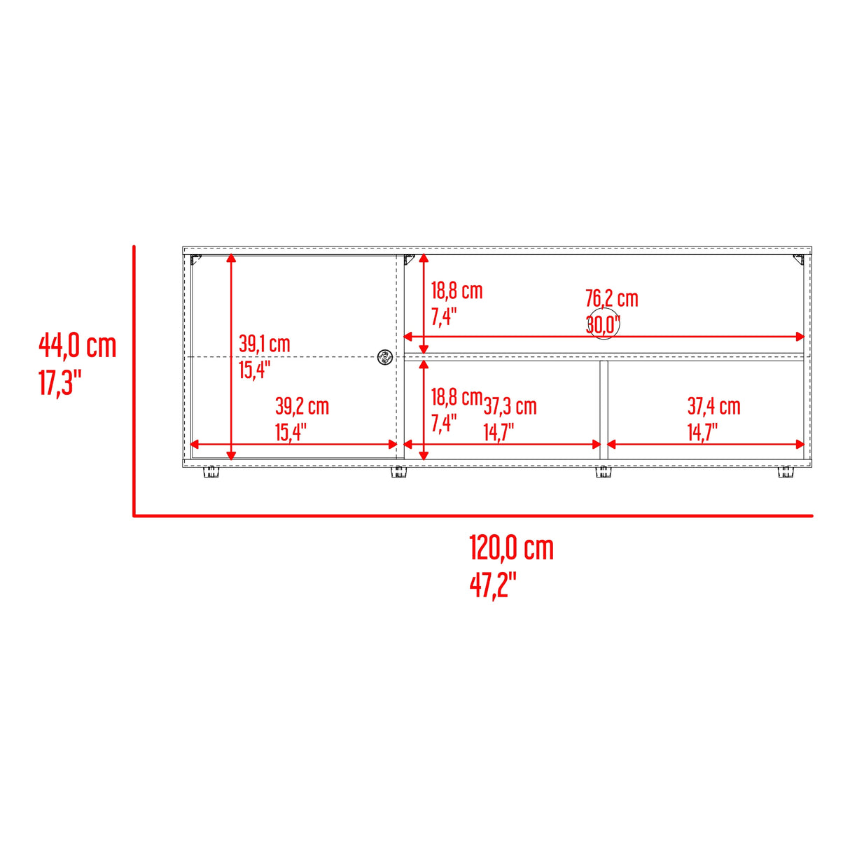 Rack de TV Noah Fresno Europeo y Capri 120x44cm para TV Hasta 50" Pulgadas con Tres Compartimientos y con Ranura para Cables