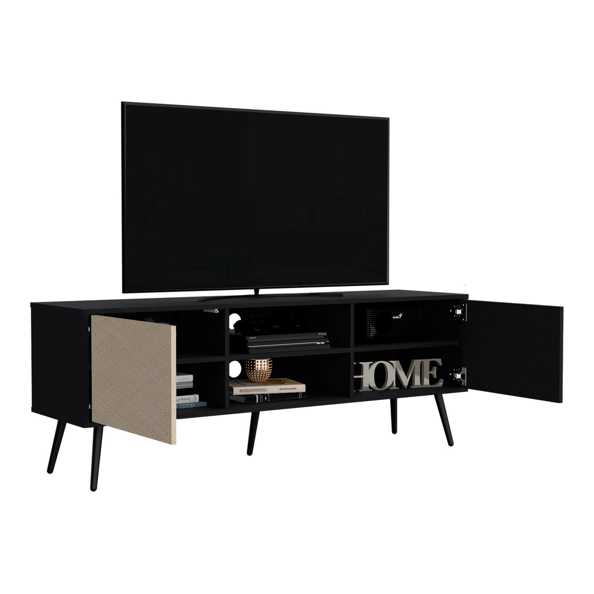Rack de TV Funes Wengue 150x55cm para TV Hasta 65" Pulgadas con Dos Compartimientos y con Ranura para Cables