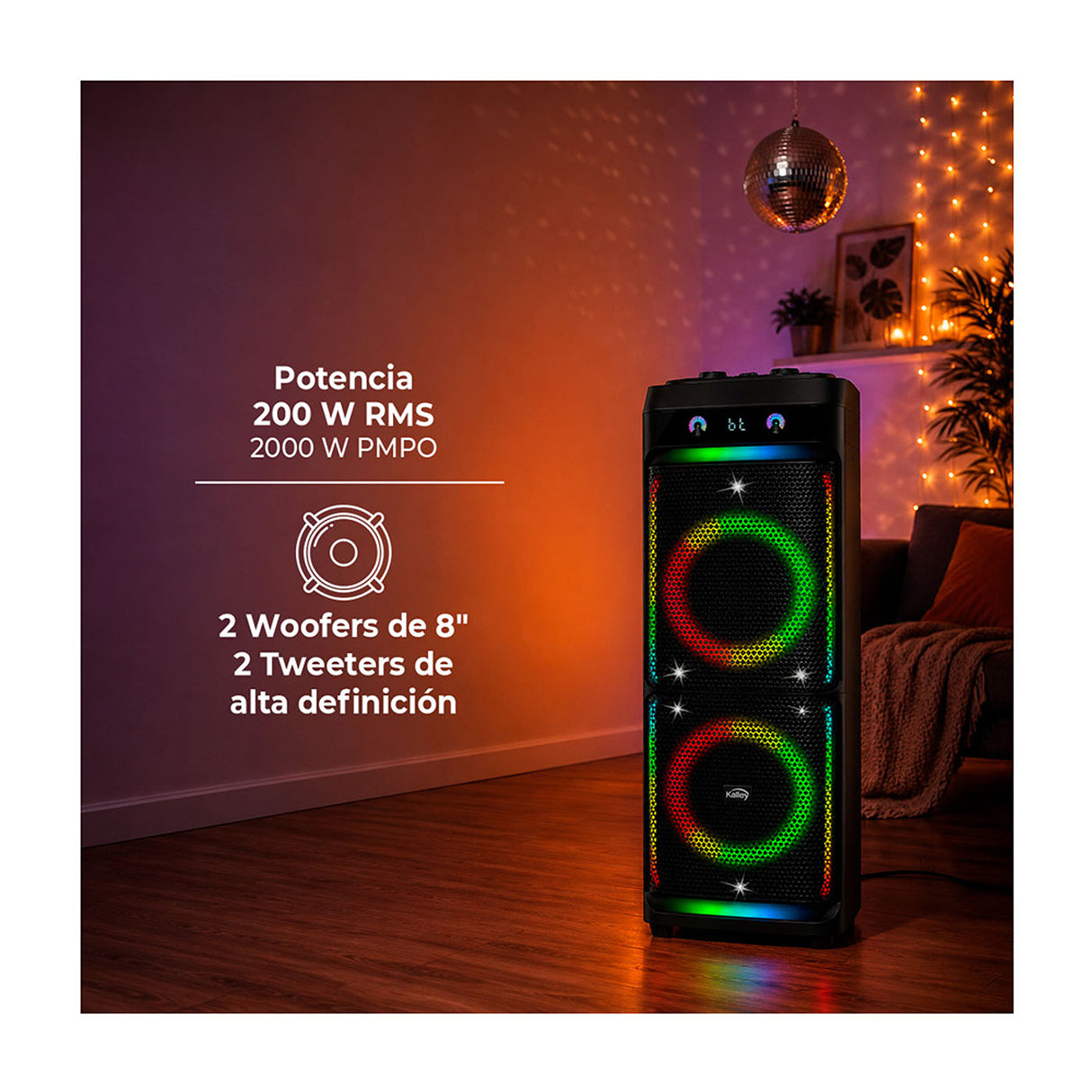 Torre de Sonido Kalley Negro Mate 37.4x100.1cm con Control Remoto