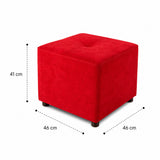 Puff Valencia Rojo 46x41cm de Un Puesto Antifluido sin Apoya Brazos