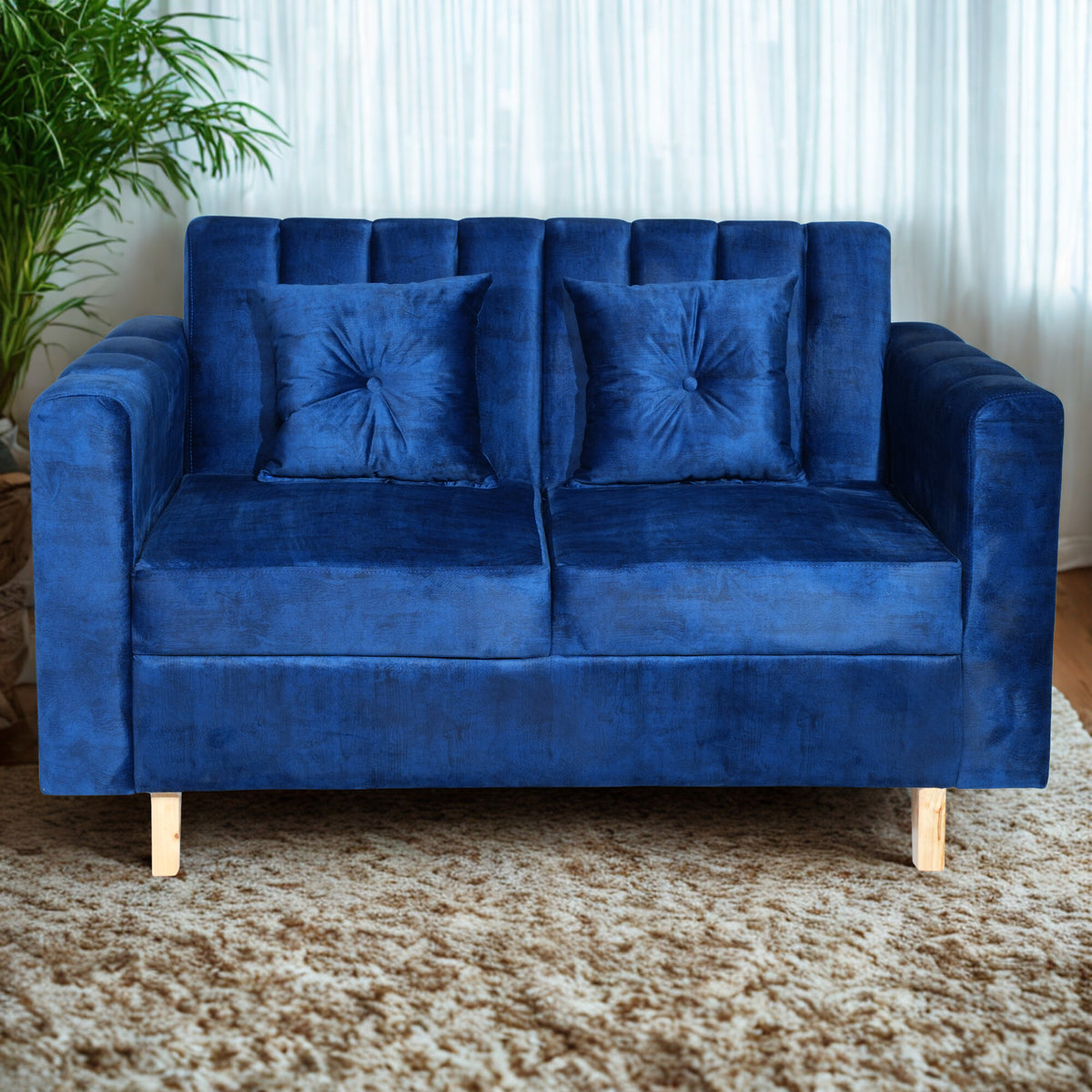 Sofá Sevilla Azul 80x80cm de Dos Puestos Antifluido con Apoya Brazos