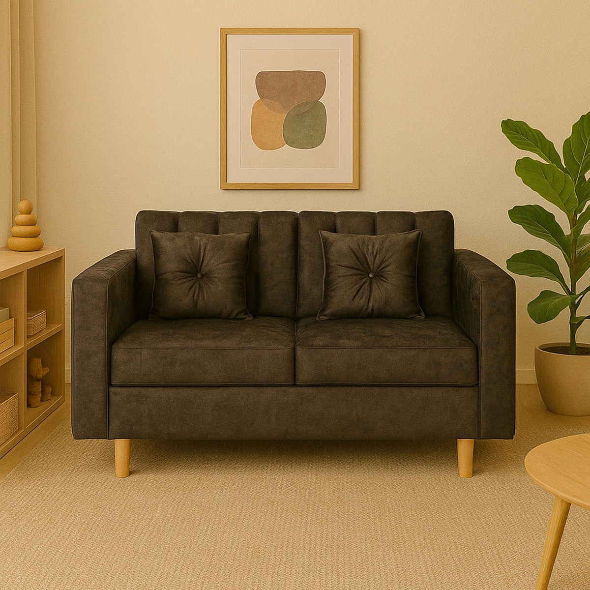 Sofá Sevilla Chocolate 80x80cm de Dos Puestos Antifluido con Apoya Brazos