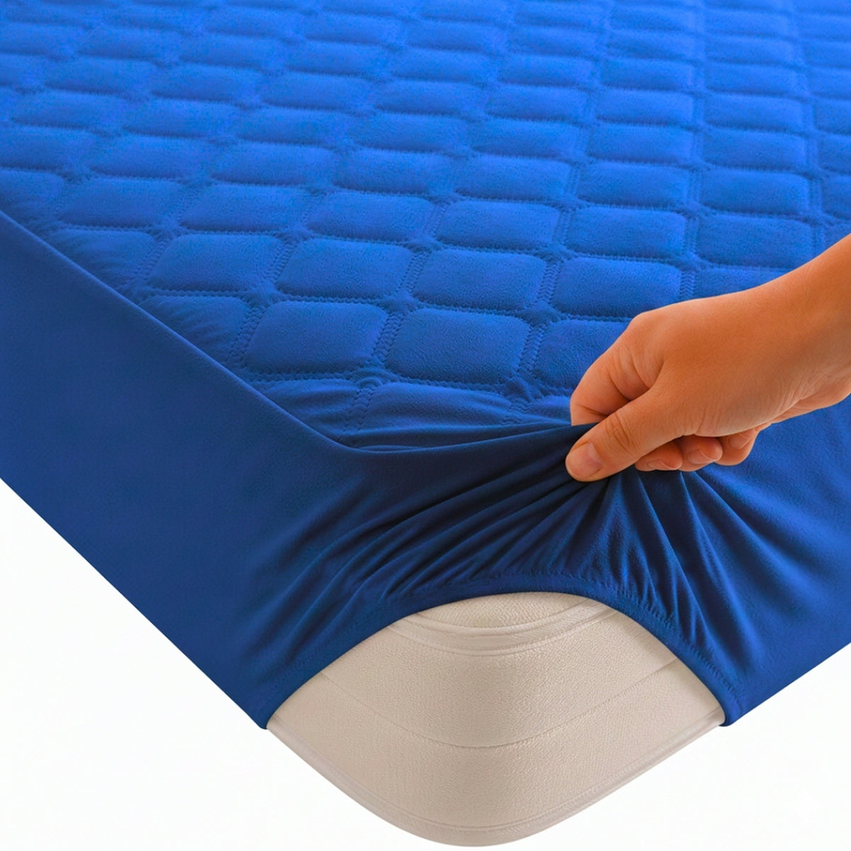 Protector de Colchón Transpirable Azul Rey para Colchón Sencillo 100 X 190 Cm Acolchado 300 Hilos