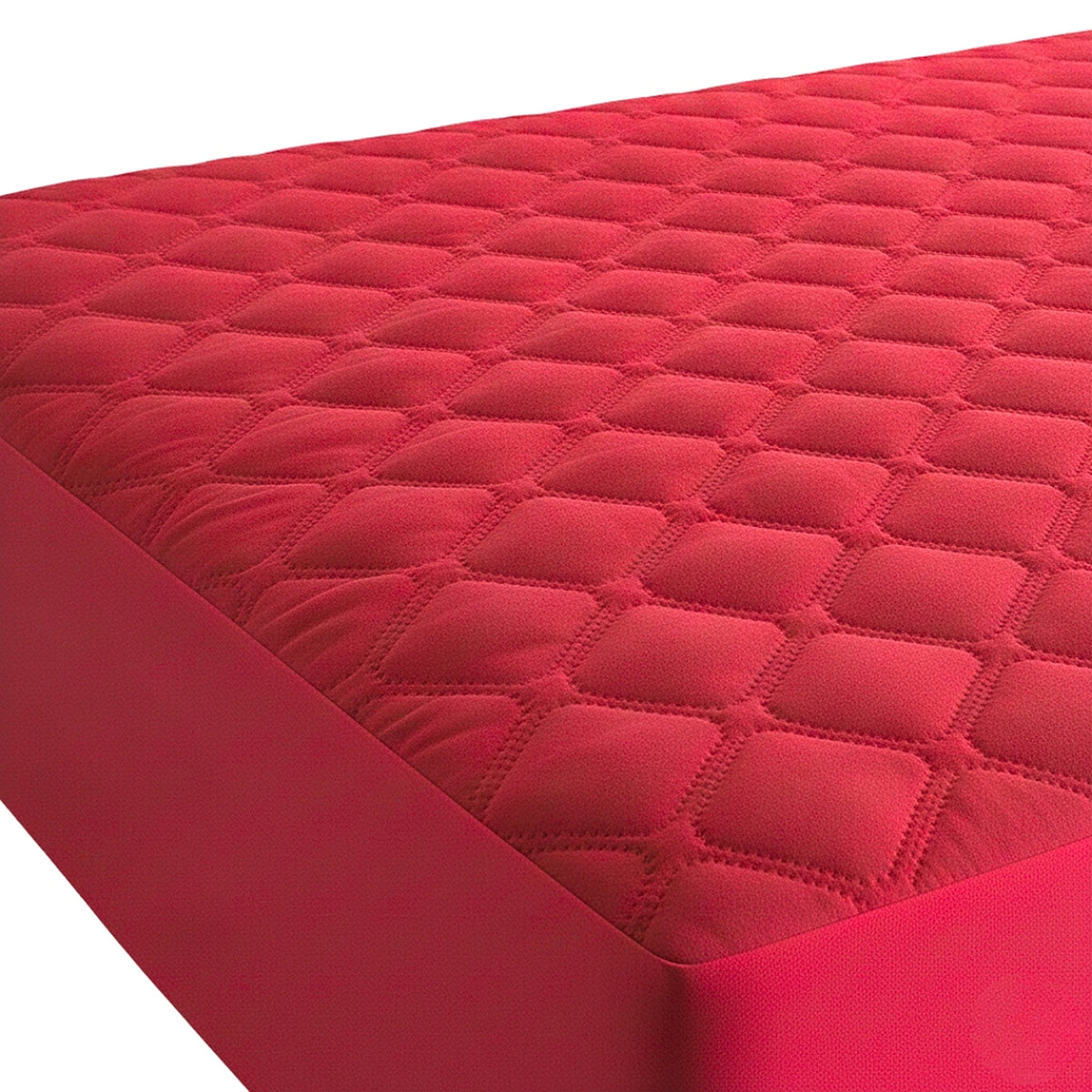 Protector de Colchón Transpirable Rojo para Colchón Semidoble 120 X 190 Cm Acolchado 300 Hilos