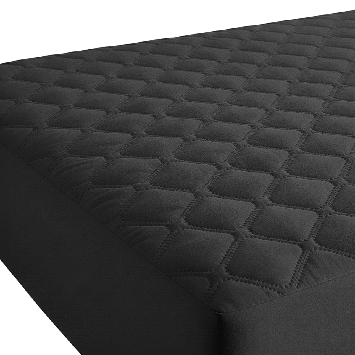 Protector de Colchón Transpirable Negro para Colchón Doble 140 X 190 Cm Acolchado 300 Hilos