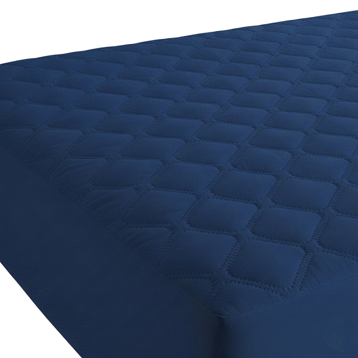 Protector de Colchón Transpirable Azul Oscuro para Colchón Doble 140 X 190 Cm Acolchado 300 Hilos