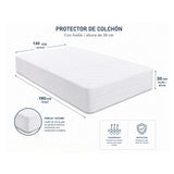 Protector de Colchón Transpirable Vinotinto para Colchón Doble 140 X 190 Cm Acolchado 300 Hilos