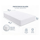 Protector de Colchón Transpirable Azul Oscuro para Colchón King 200 X 200 Cm Acolchado 300 Hilos
