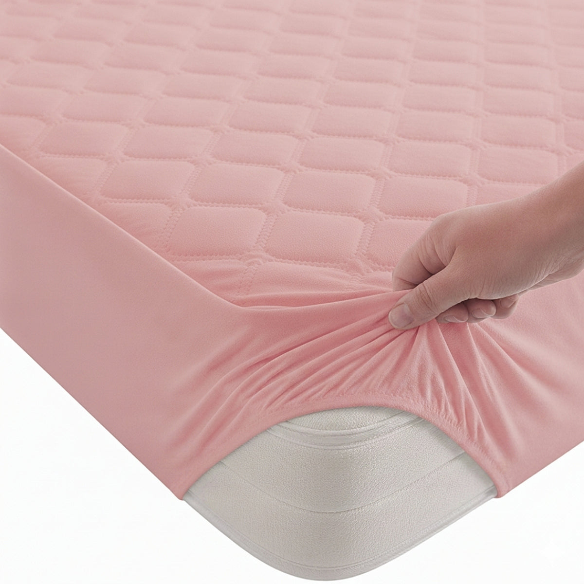 Protector de Colchón Transpirable Rosa para Colchón King 200 X 200 Cm Acolchado 300 Hilos
