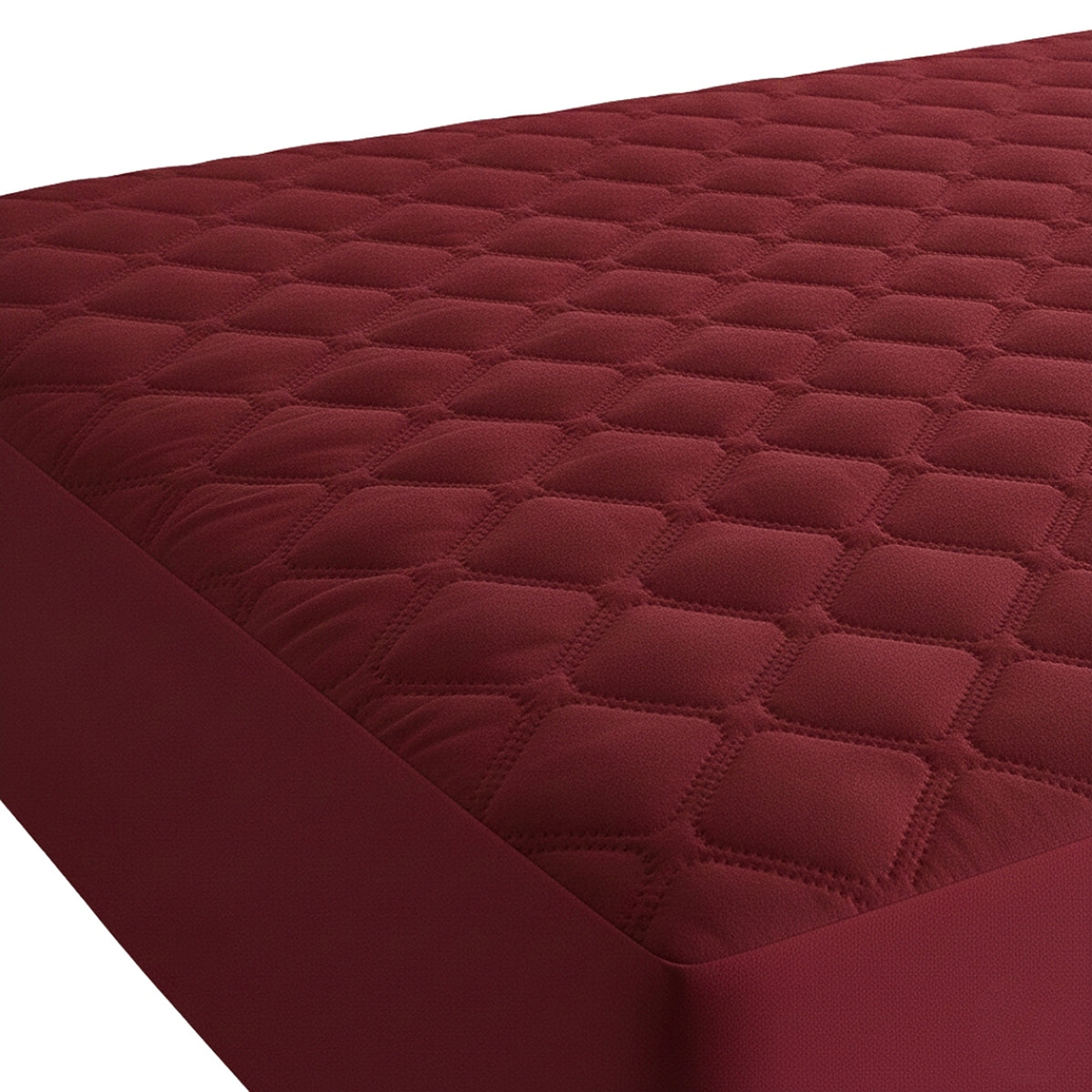 Protector de Colchón Transpirable Vinotinto para Colchón King 200 X 200 Cm Acolchado 300 Hilos