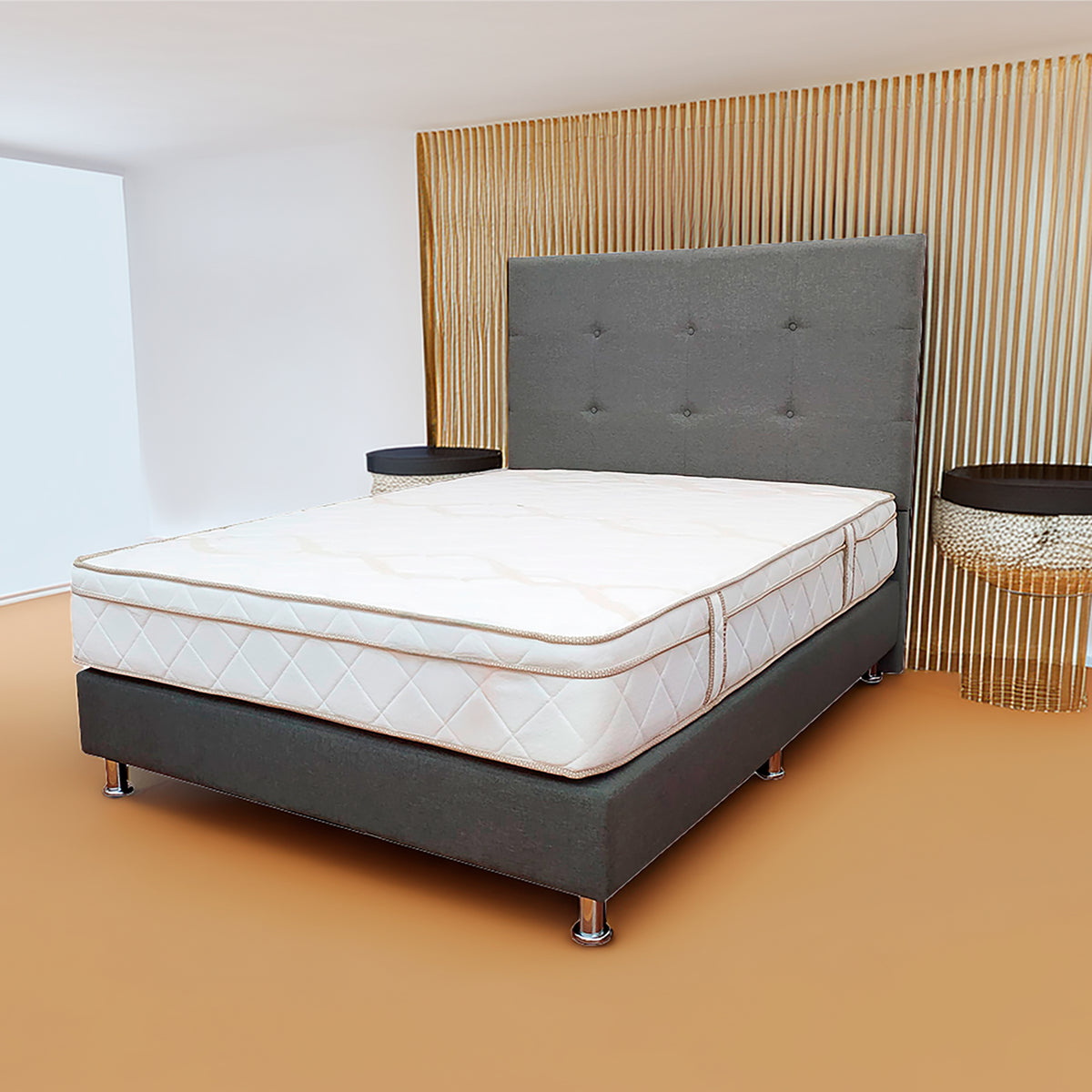Colchón Prana Blanco y Beige Sencillo 100 X 190 Cm Medio Suave Hipoalergénico