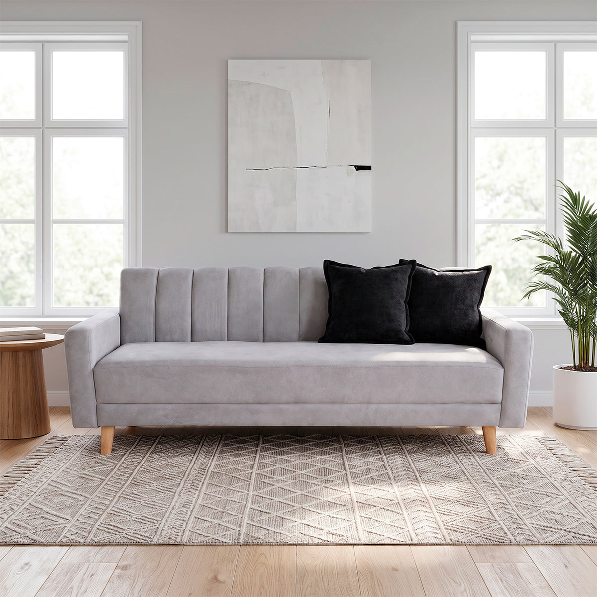Sofá Cama Salamanca Plata 108x92cm de Tres Puestos Reclinable Antifluido con Apoya brazos