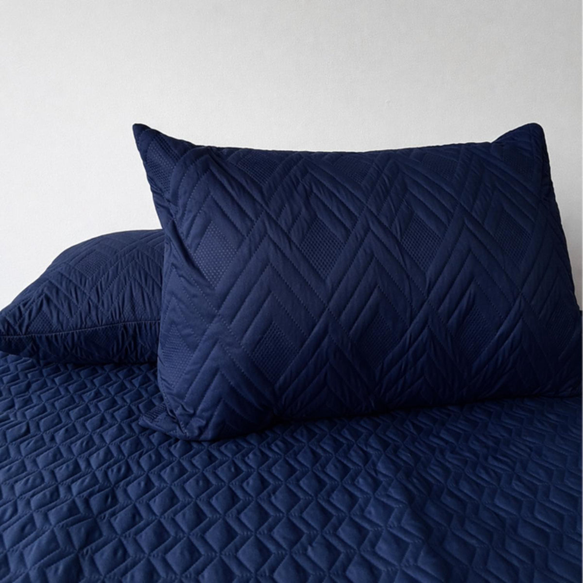 Set X 2 Almohadas Blancas Siliconadas con Protector Azul 45x65cm Medio Suave Multi Postura