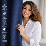 Cortina Blackout Jacquard Azul 300x230cm Fondo Entero