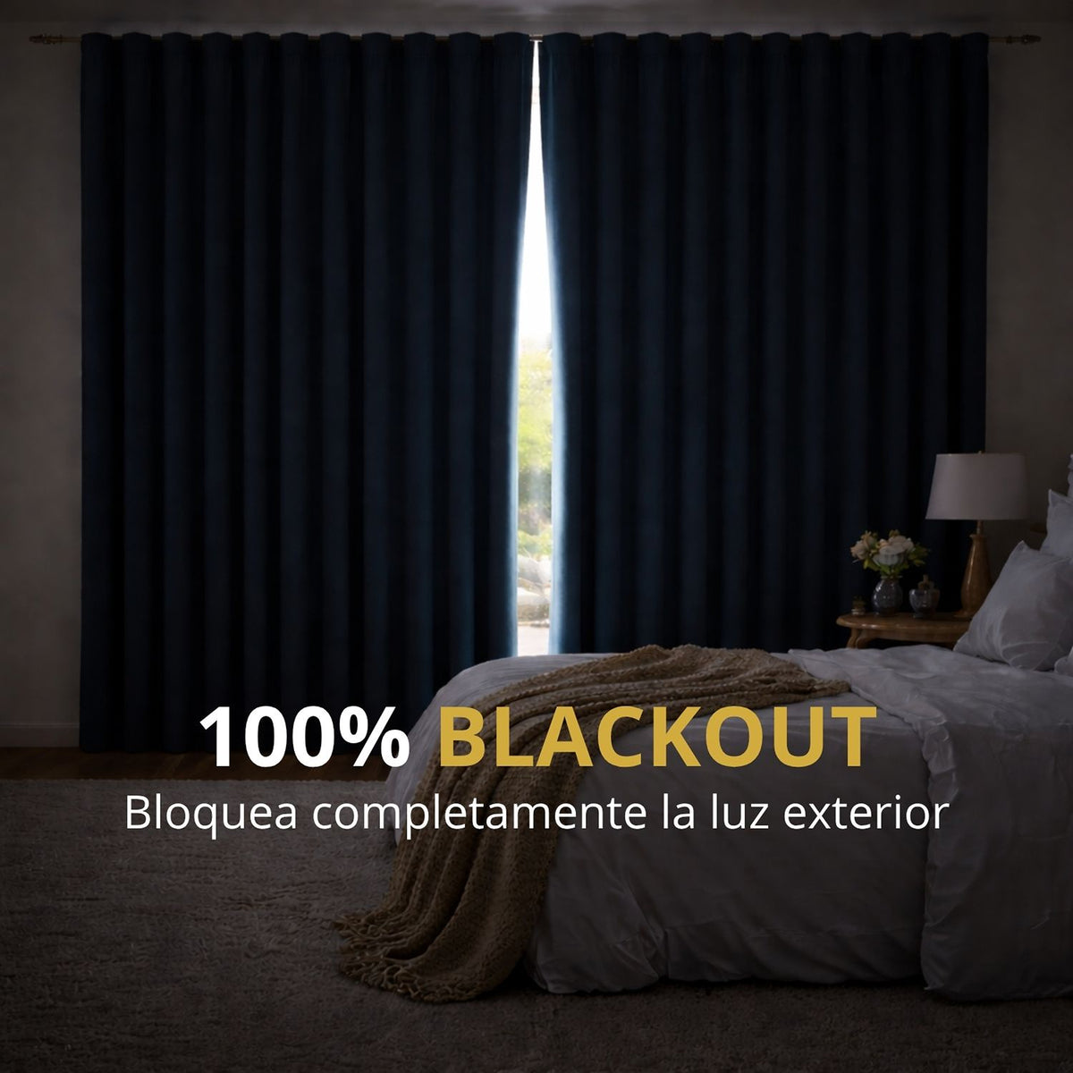 Cortina Blackout Jacquard Azul 300x230cm Fondo Entero