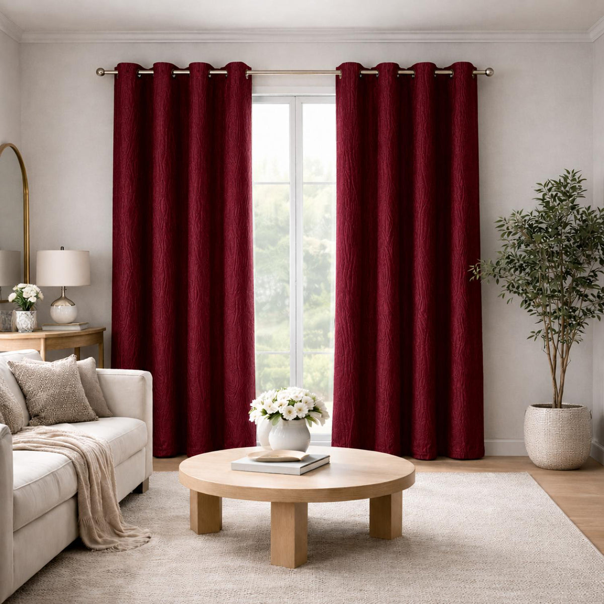 Cortina Blackout Jacquard Vinotinto 300x230cm Fondo Entero