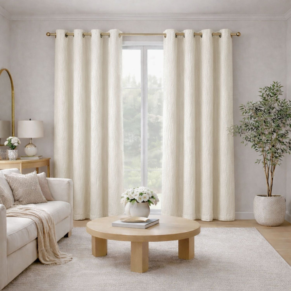 Cortina Blackout Jacquard Beige 300x230cm Fondo Entero